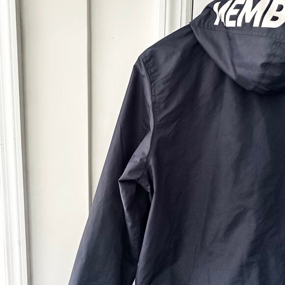 Members Only Sport Blue Nylon Pullover Hooded Quarter Zip Windbreaker Medium Men - Picture 6 of 13